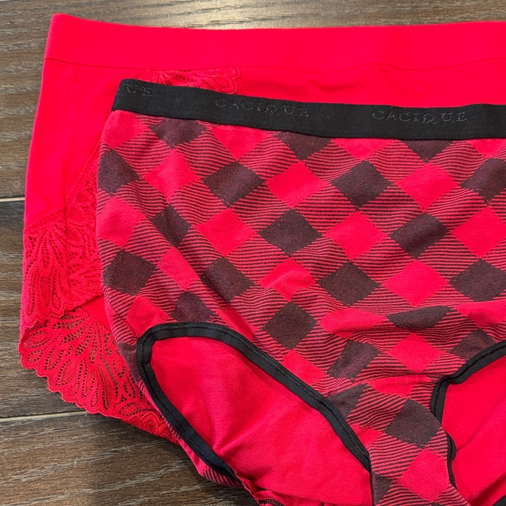 Cacique NWT (red pair) Lace Trim Panties and plaid pair both 14/16 - Picture 6 of 6